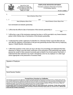 New York Domestic Partnership Termination Form
