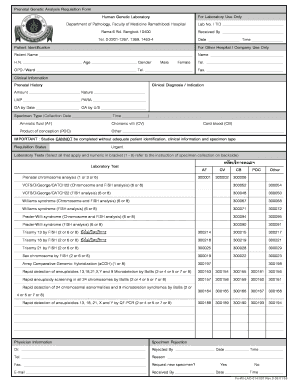 Prenatal Genetic Analysis Requisition Form