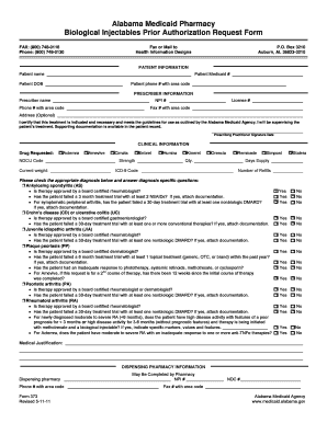 Alabama Medicaid Biological Injectables Prior Authorization Request Form