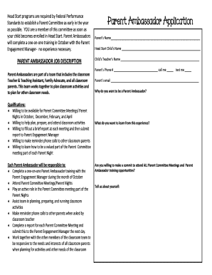 Parent Ambassador Application Form