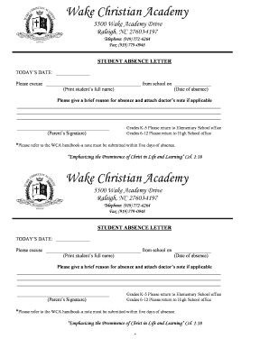Student Absence Letter