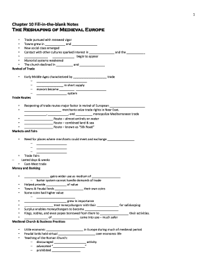 Medieval Europe Fill-in-the-Blank Notes