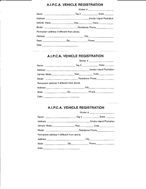 A.I.P.C.A. Vehicle Registration