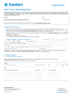 Fillable Online Unit Trusts Switching Form - sanlamcom Fax Email Print ...