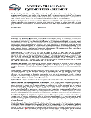 Mountain Village Cable Equipment User Agreement
