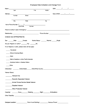 Employee Data Collection and Change Form