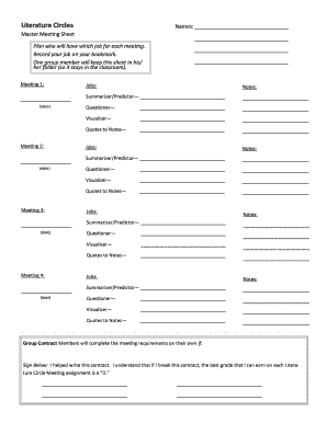Literature Circles Meeting Sheet