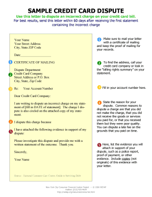 Credit Card Dispute Letter