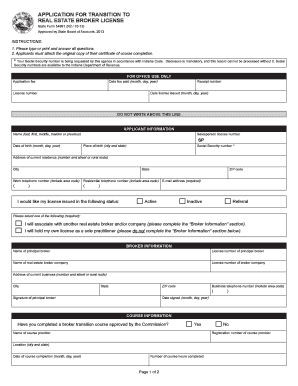 Indiana Real Estate Broker License Application