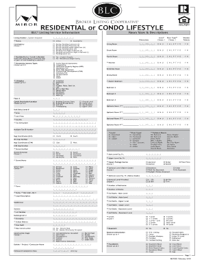 Residential or Condo Lifestyle Form