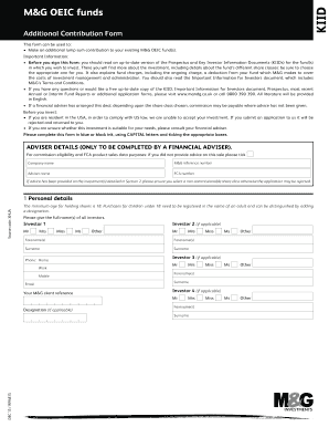 M&G OEIC Additional Contribution Form