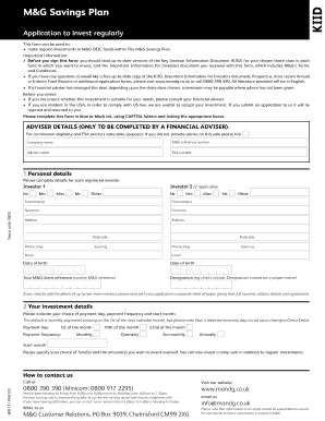 M&G Savings Plan Application Form