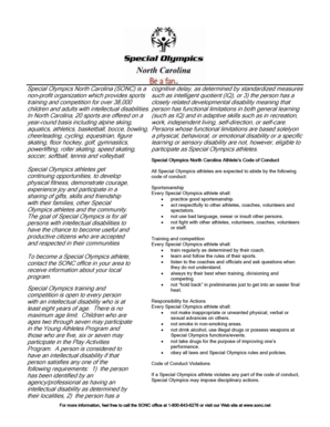 Special Olympics North Carolina Athlete Application Form