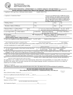 North Carolina Notary Public Application