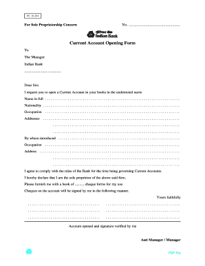 Current Account Opening Form