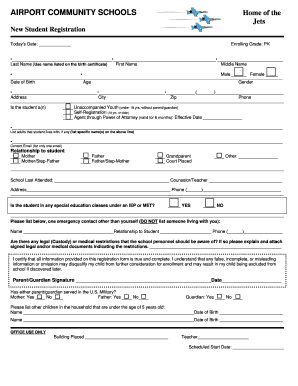 Preschool Student Registration Form