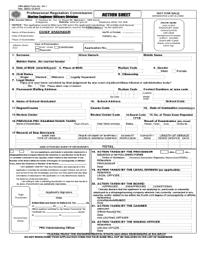PRC Chief Engineer Officer Licensure Examination Application