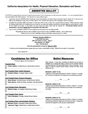 California Association for Health Absentee Ballot