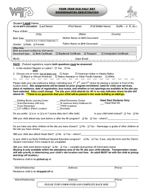 Kindergarten Registration Form
