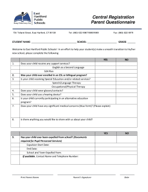Student Registration Questionnaire