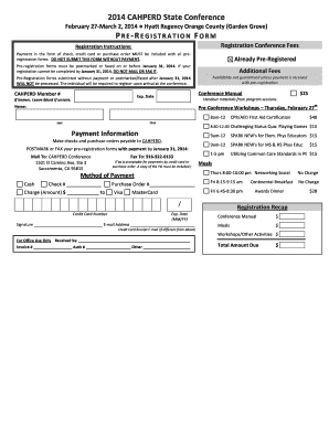 CAHPERD State Conference Pre-Registration Form