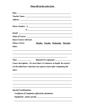Adult Education Course Proposal Form