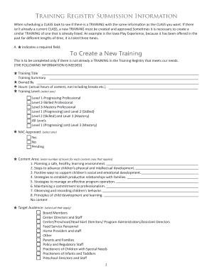 Iowa Training Registry Submission Form