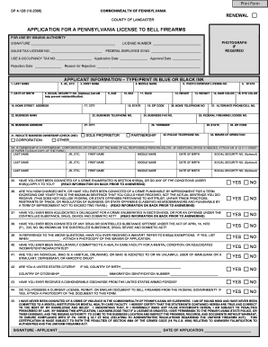 Pennsylvania Firearms License Application