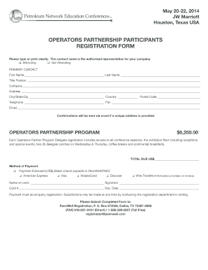 OPERATORS PARTNERSHIP PARTICIPANTS REGISTRATION FORM