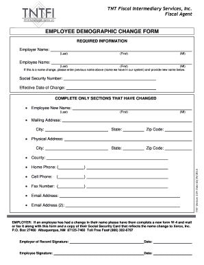 Employee Demographic Change Form