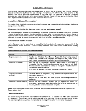 Job Handover Checklist