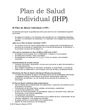 Plan de Salud Individual (IHP)