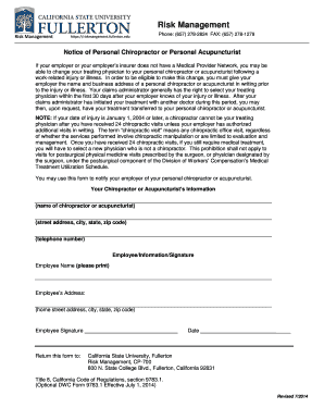 California Personal Chiropractor or Acupuncturist Notice
