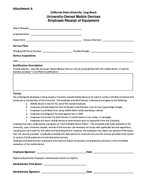 California State University Employee Receipt of Equipment