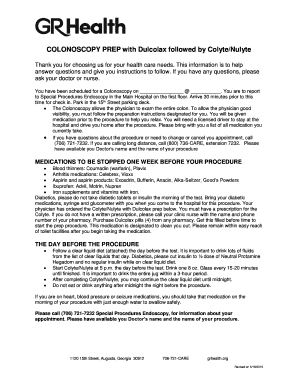 Colonoscopy Prep Instructions