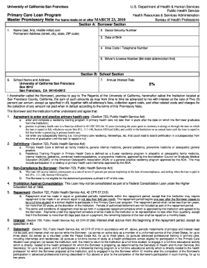 Primary Care Loan Master Promissory Note