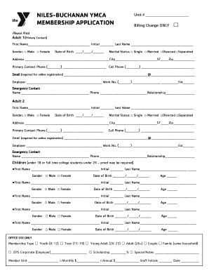 Niles-Buchanan YMCA Membership Application