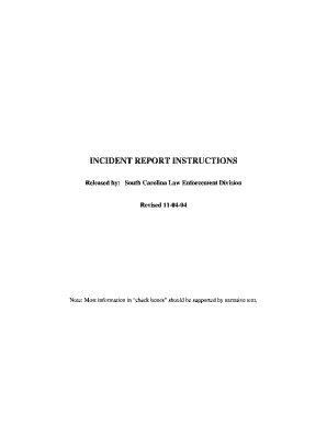 South Carolina Incident Report Form