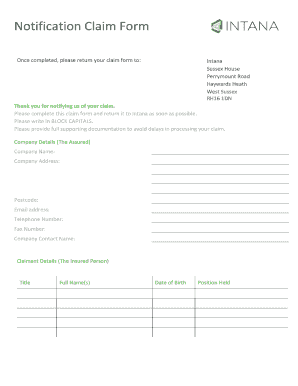 Notification Claim Form
