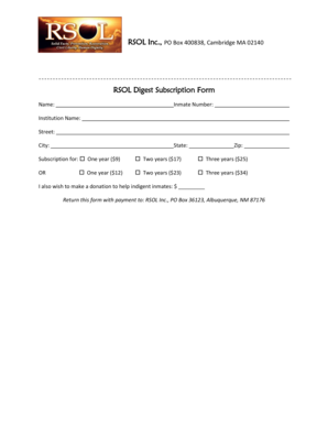 RSOL Digest Subscription Form