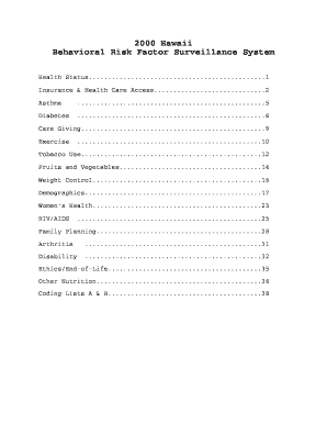 Hawaii Behavioral Risk Factor Surveillance System Form