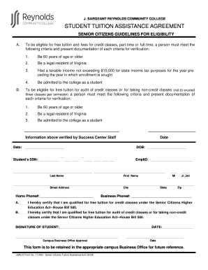 Senior Citizens Tuition Assistance Agreement