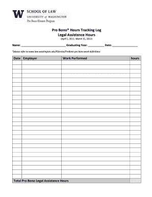 Pro Bono Hours Tracking Log