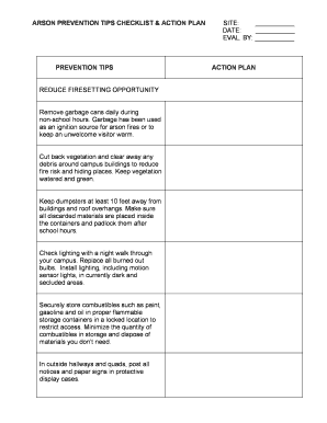 Arson Prevention Tips Checklist
