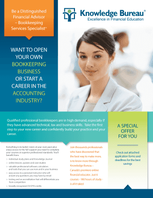 Distinguished Financial Advisor Bookkeeping Services Specialist Registration Form