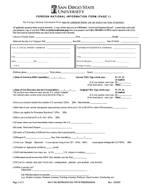 Foreign National Information Form