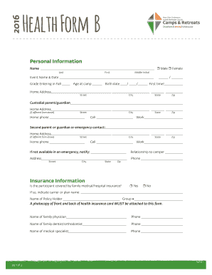 Health Form B