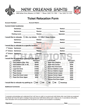 Ticket Relocation Form