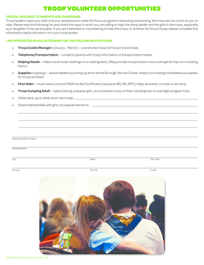 Girl Scout Troop Volunteer Application Form