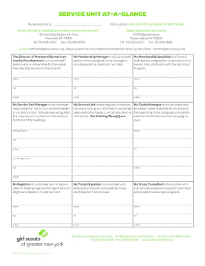 Girl Scouts of Greater New York Service Unit Form